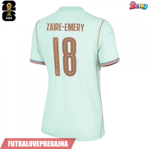 Lacne Ženy Futbalové dres Francúzsko Warren Zaire-Emery #18 MS 2026 Krátky Rukáv - Preč